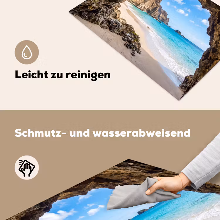 Grot - Strand - Zee - Blauw Inductie beschemer met haakjes klein -ky-schoon-de