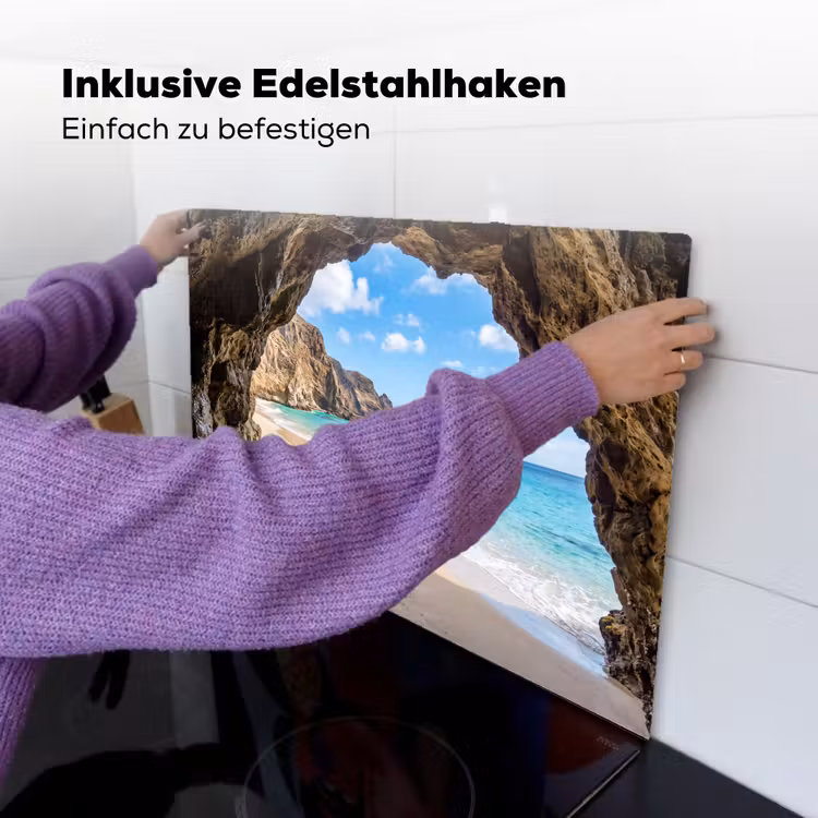Grot - Strand - Zee - Blauw Inductie beschemer met haakjes klein -ky-ophangen-de