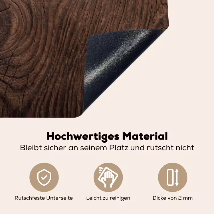 Houtnerf - Textuur - Patroon - Bruin - Rustiek Inductie beschemer met haakjes klein -ky-onderkant-de