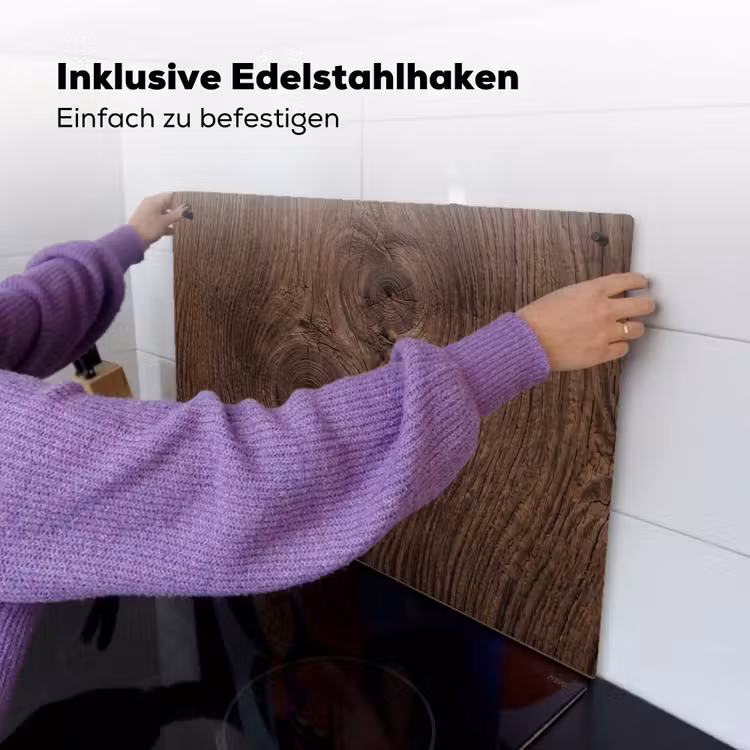 Houtnerf - Textuur - Patroon - Bruin - Rustiek Inductie beschemer met haakjes klein -ky-ophangen-de
