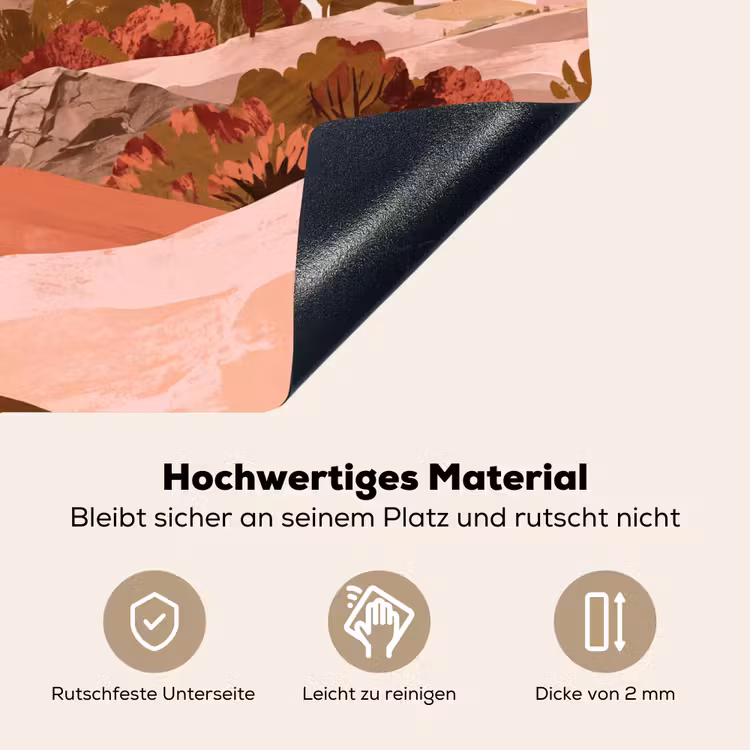 Heuvellandschap - Grafisch - Terracotta Inductie beschemer met haakjes klein -ky-onderkant-de