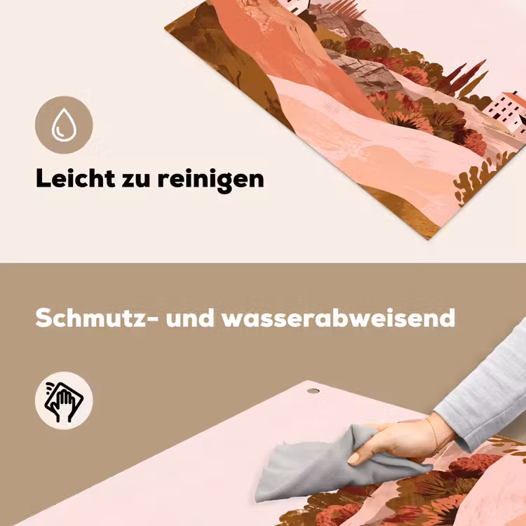 Heuvellandschap - Grafisch - Terracotta Inductie beschemer met haakjes klein -ky-schoon-de