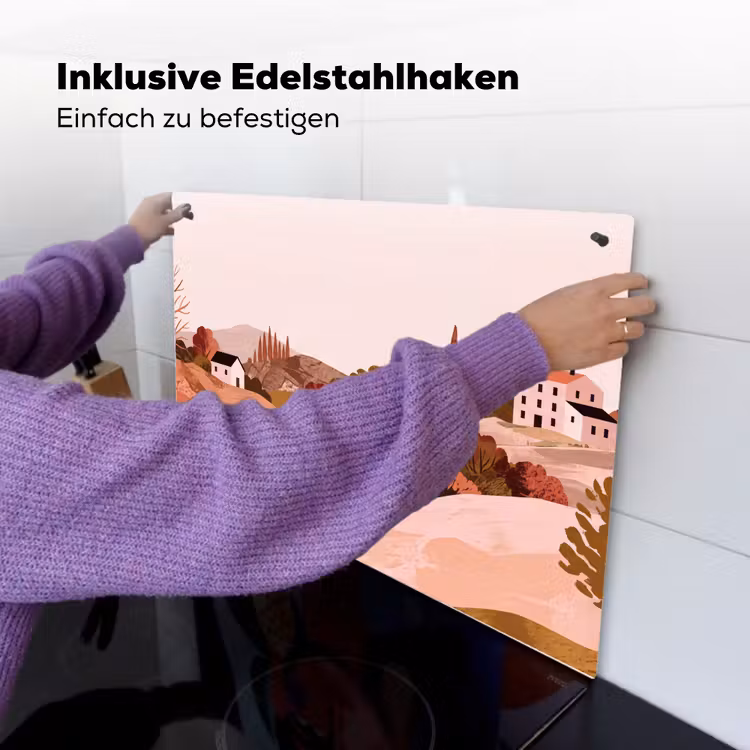 Heuvellandschap - Grafisch - Terracotta Inductie beschemer met haakjes klein -ky-ophangen-de