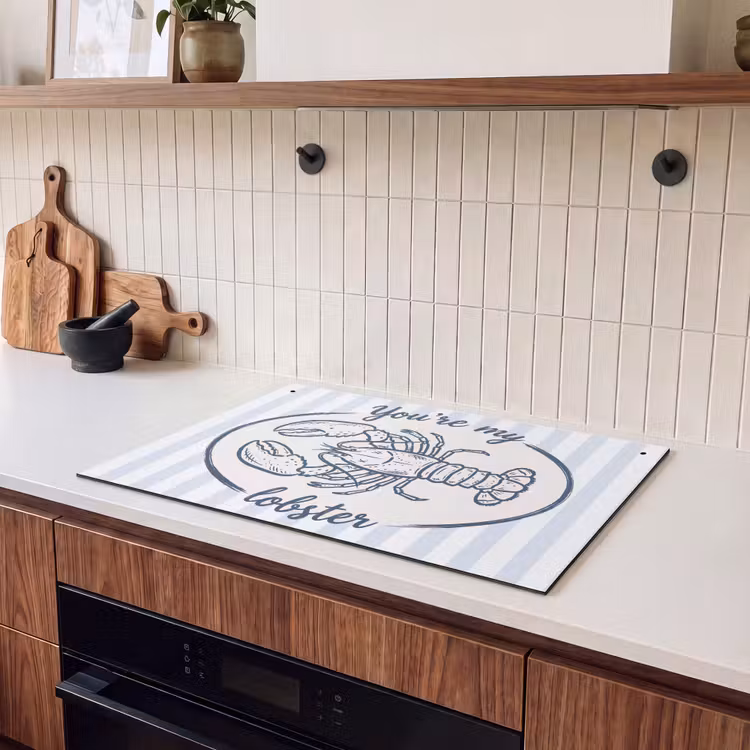 Kreeft - Illustratie - Liefde - Blauw - Decoratie Inductie beschemer met haakjes klein -sfeer1