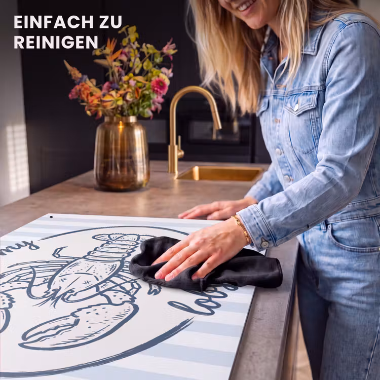 Kreeft - Illustratie - Liefde - Blauw - Decoratie Inductie beschemer met haakjes klein -ky-schoon-de