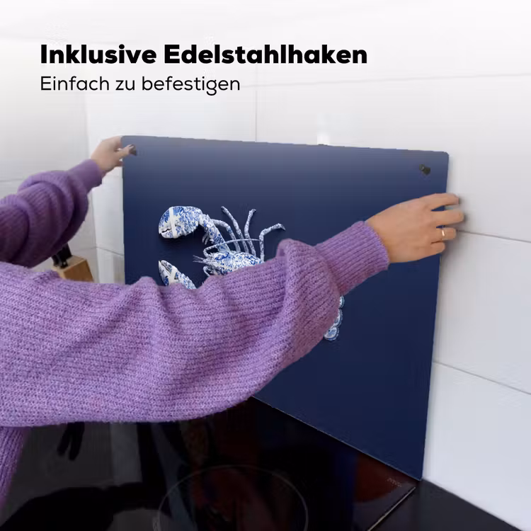 Kreeft - Porselein - Delfts - Blauw Inductie beschemer met haakjes klein -ky-ophangen-de