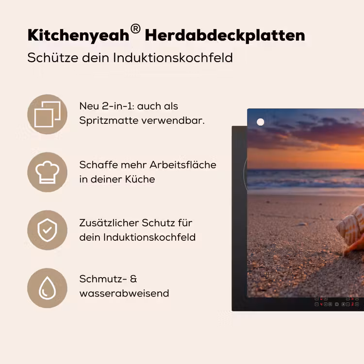 Kreeft - Strand - Natuur - Zonsondergang - Oranje Inductie beschemer met haakjes klein -ky-usp-de