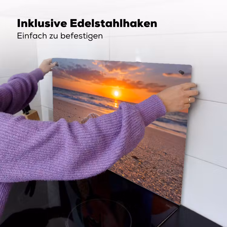 Kreeft - Strand - Natuur - Zonsondergang - Oranje Inductie beschemer met haakjes klein -ky-ophangen-de
