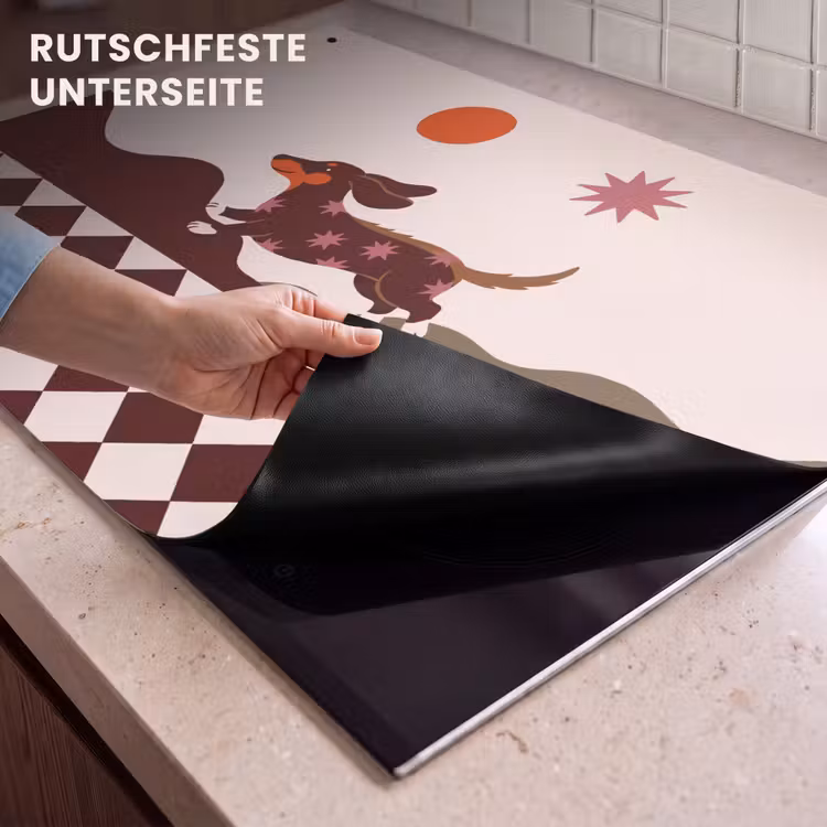 Hond - Abstract - Dieren - Modern - Bruin Inductie beschemer met haakjes klein -ky-onderkant-de