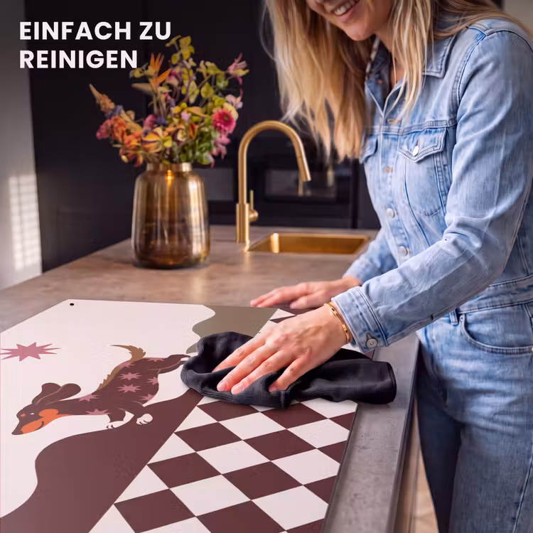 Hond - Abstract - Dieren - Modern - Bruin Inductie beschemer met haakjes klein -ky-schoon-de