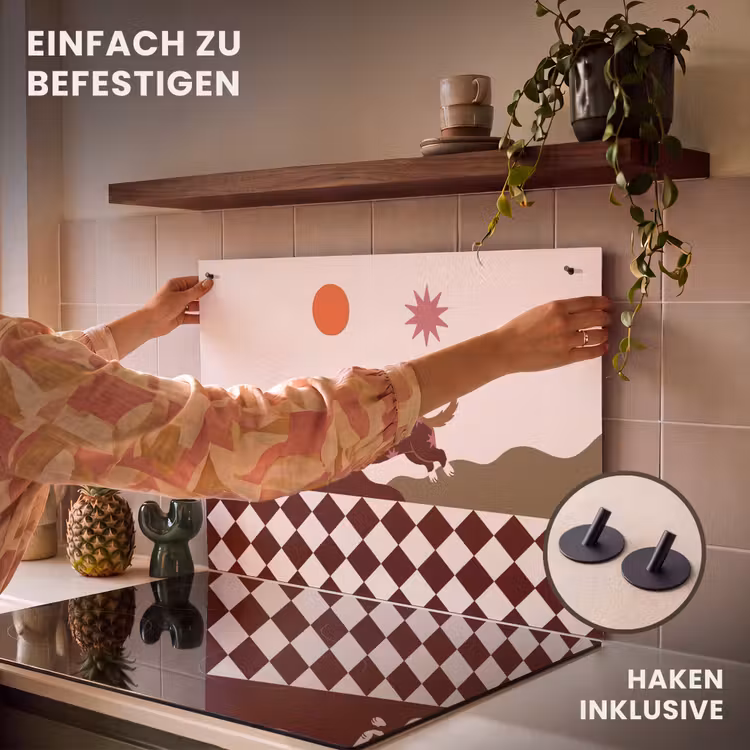 Hond - Abstract - Dieren - Modern - Bruin Inductie beschemer met haakjes klein -ky-ophangen-de