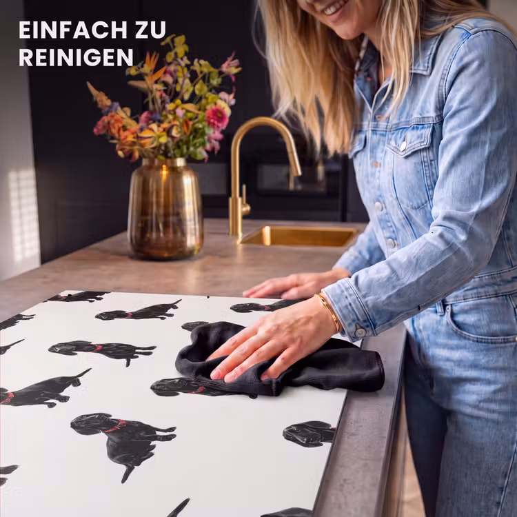 2-in-1 Herdabdeckplatte & Spritzschutz - Hund - Muster - Schwarz - Hond - Patroon - Zwart Inductie beschemer met haakjes klein 777