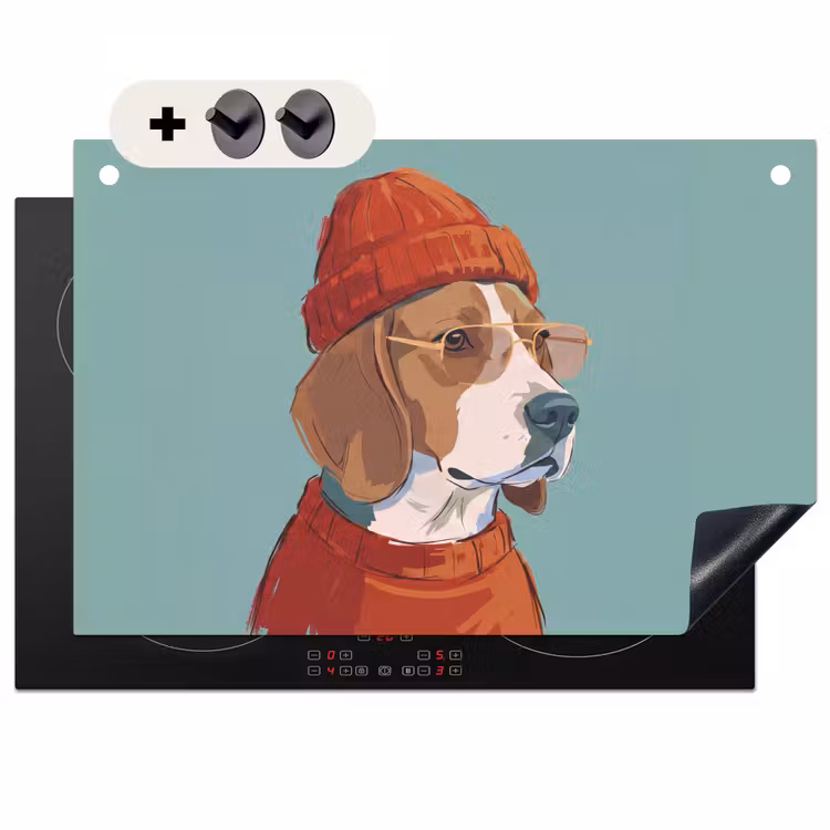Hond - Beanie - Zonnebril - Dieren - Modern Inductie beschemer met haakjes klein -3d