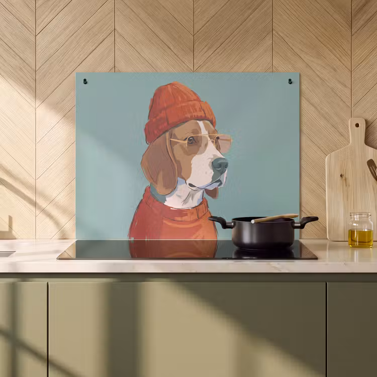 Hond - Beanie - Zonnebril - Dieren - Modern Inductie beschemer met haakjes klein -sfeer2