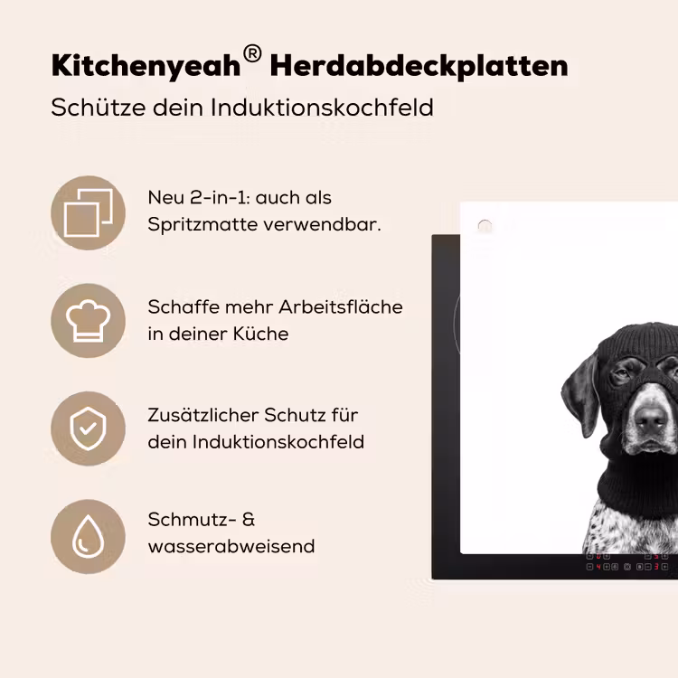 Honden - Bivakmuts - Zwart - wit Inductie beschemer met haakjes klein -ky-usp-de