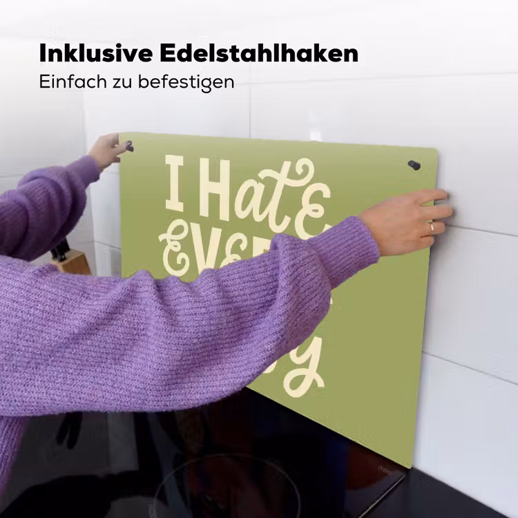 I hate everybody - Groen - Retro Inductie beschemer met haakjes klein -ky-ophangen-de