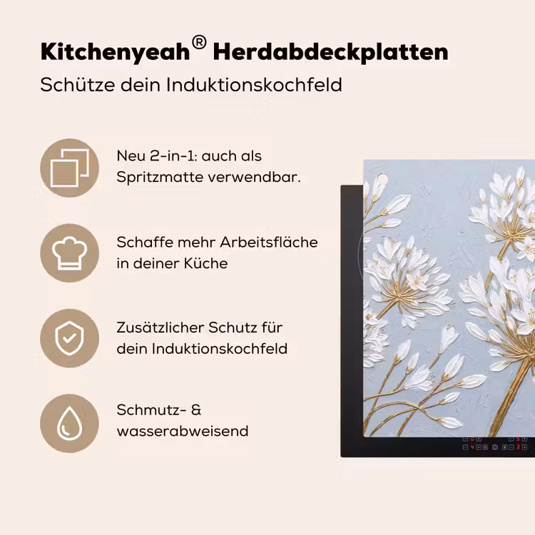 Illustratie - Bloemen - Blauw Inductie beschemer met haakjes klein -ky-usp-de