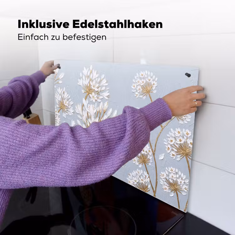 Illustratie - Bloemen - Blauw Inductie beschemer met haakjes klein -ky-ophangen-de