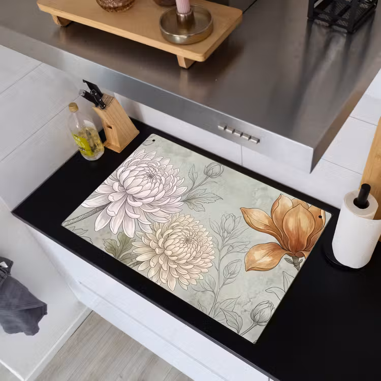 Illustratie - Bloemen - Groen Inductie beschemer met haakjes klein -sfeer1