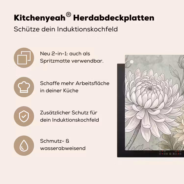 Illustratie - Bloemen - Groen Inductie beschemer met haakjes klein -ky-usp-de
