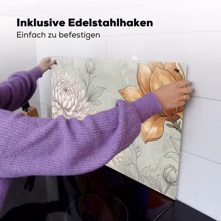 Illustratie - Bloemen - Groen Inductie beschemer met haakjes klein -ky-ophangen-de