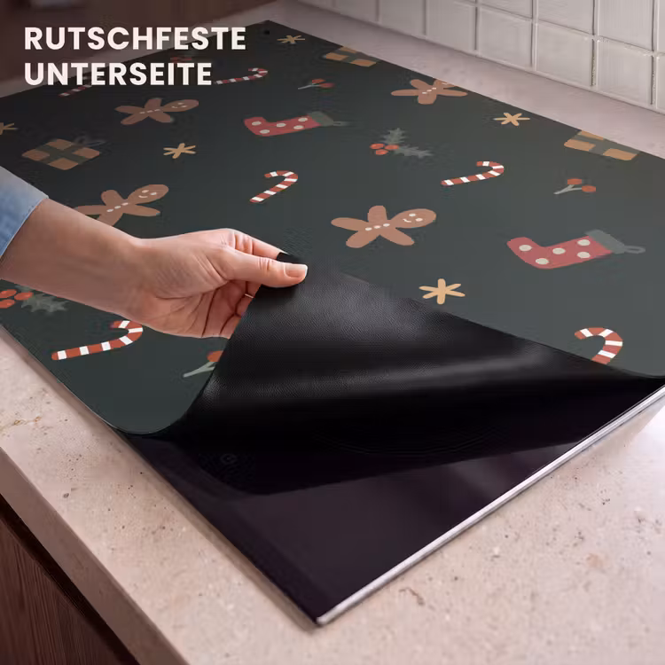 2-in-1 Herdabdeckplatte & Spritzschutz - Illustration - Figuren - Grün - Illustratie - Figuren - Groen Inductie beschemer met haakjes klein 777