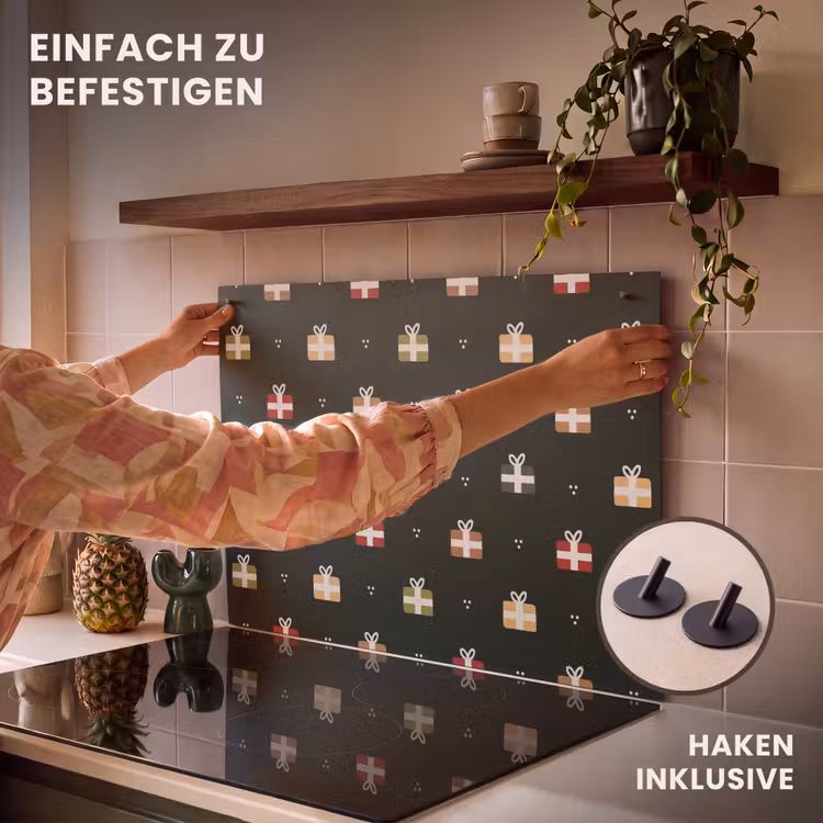 2-in-1 Herdabdeckplatte & Spritzschutz - Illustration - Geschenke - Grün - Illustratie - Cadeaus - Groen Inductie beschemer met haakjes klein 777