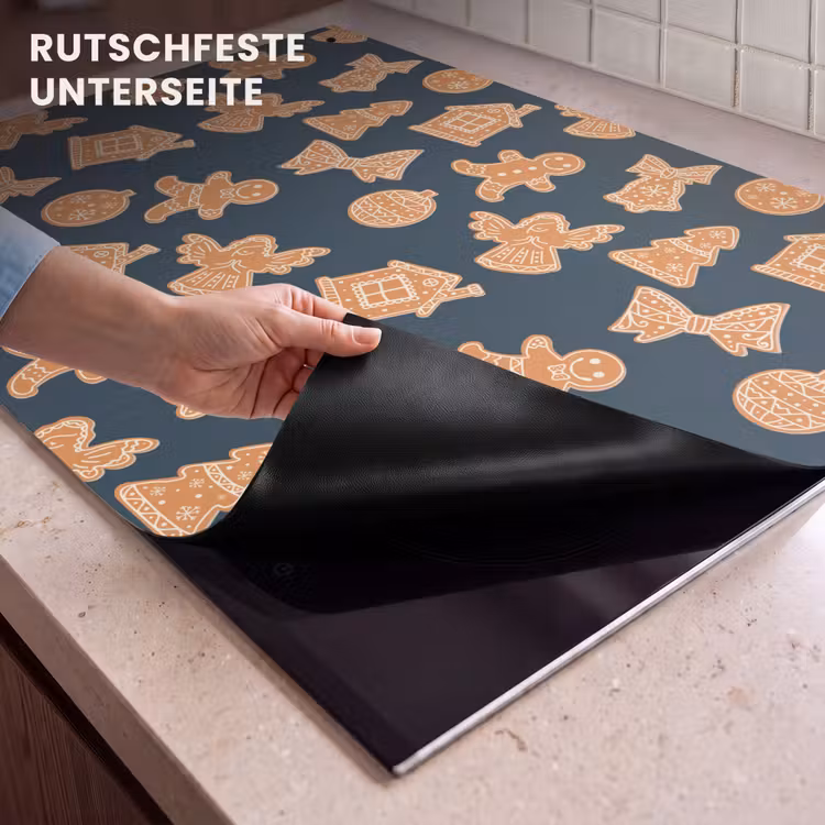 2-in-1 Herdabdeckplatte & Spritzschutz - Illustration - Kekse - Blau - Illustratie - Koekjes - Blauw Inductie beschemer met haakjes klein 777