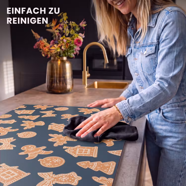 2-in-1 Herdabdeckplatte & Spritzschutz - Illustration - Kekse - Blau - Illustratie - Koekjes - Blauw Inductie beschemer met haakjes klein 777