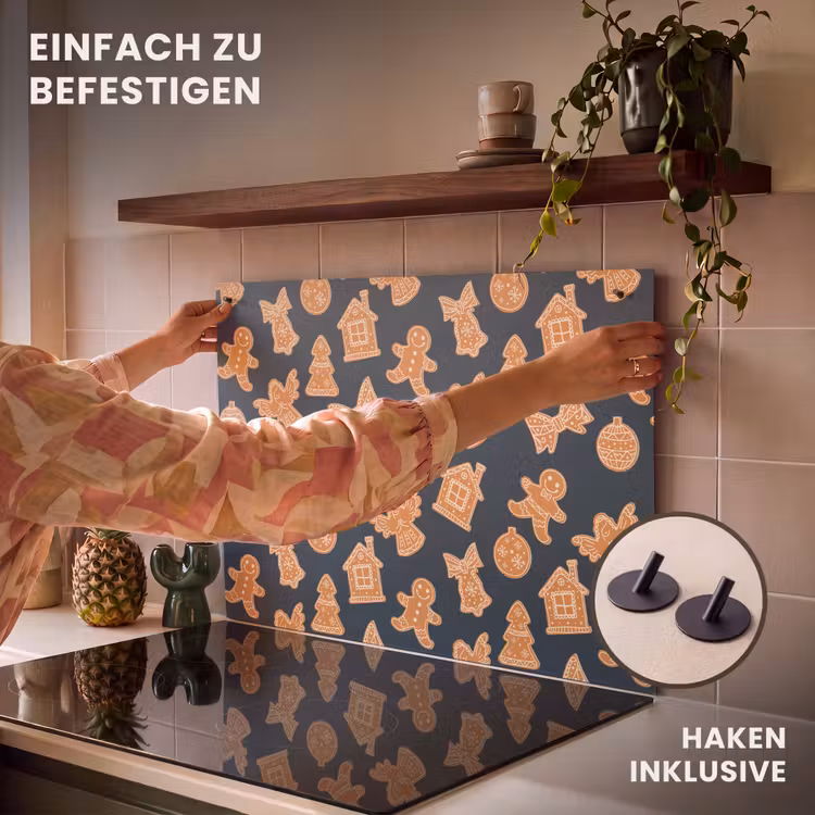 2-in-1 Herdabdeckplatte & Spritzschutz - Illustration - Kekse - Blau - Illustratie - Koekjes - Blauw Inductie beschemer met haakjes klein 777