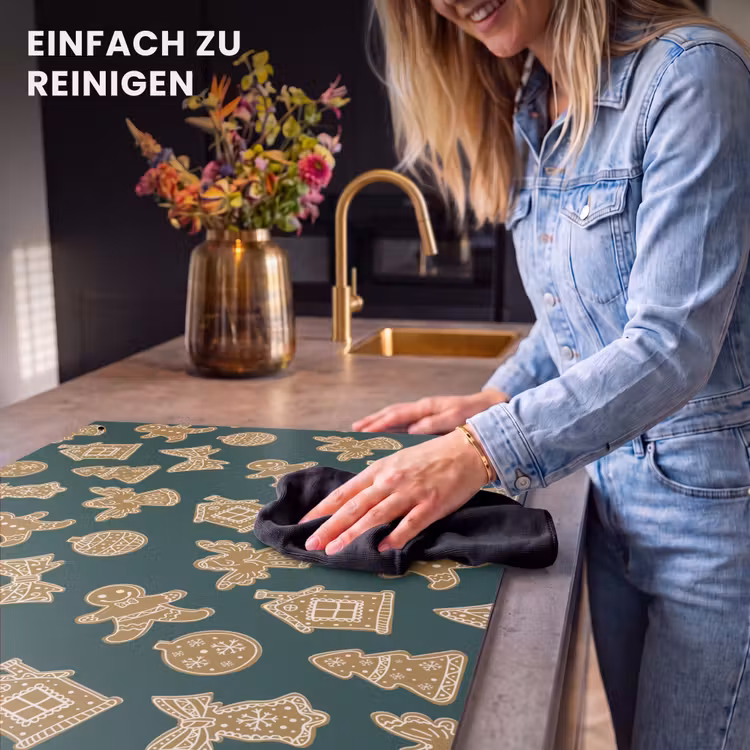 2-in-1 Herdabdeckplatte & Spritzschutz - Illustration - Kekse - Grün - Illustratie - Koekjes - Groen Inductie beschemer met haakjes klein 777