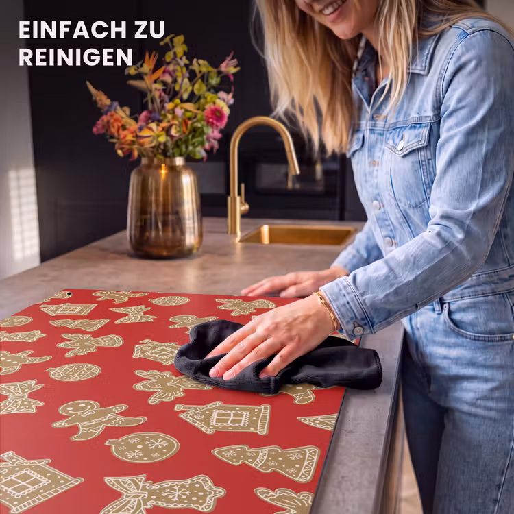2-in-1 Herdabdeckplatte & Spritzschutz - Illustration - Kekse - Rot - Illustratie - Koekjes - Rood Inductie beschemer met haakjes klein 777