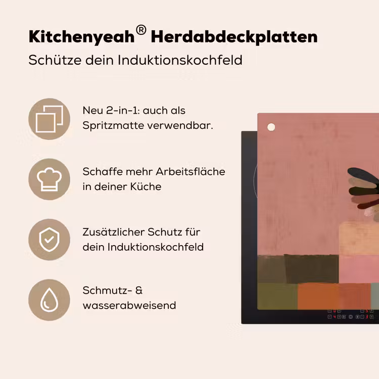 Illustratie - Vogel - Vlakken - Kleurrijk Inductie beschemer met haakjes klein -ky-usp-de