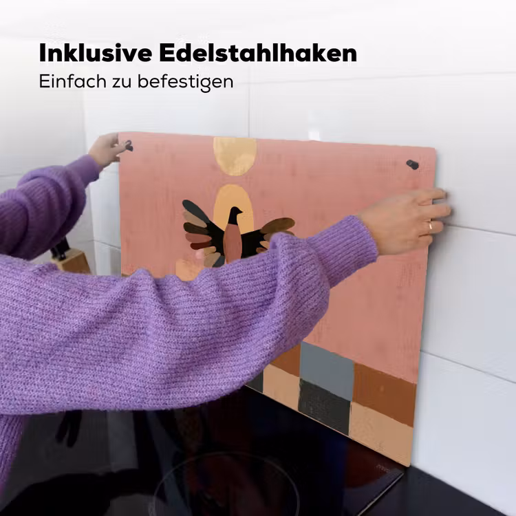 Illustratie - Vogel - Vlakken - Kleurrijk Inductie beschemer met haakjes klein -ky-ophangen-de