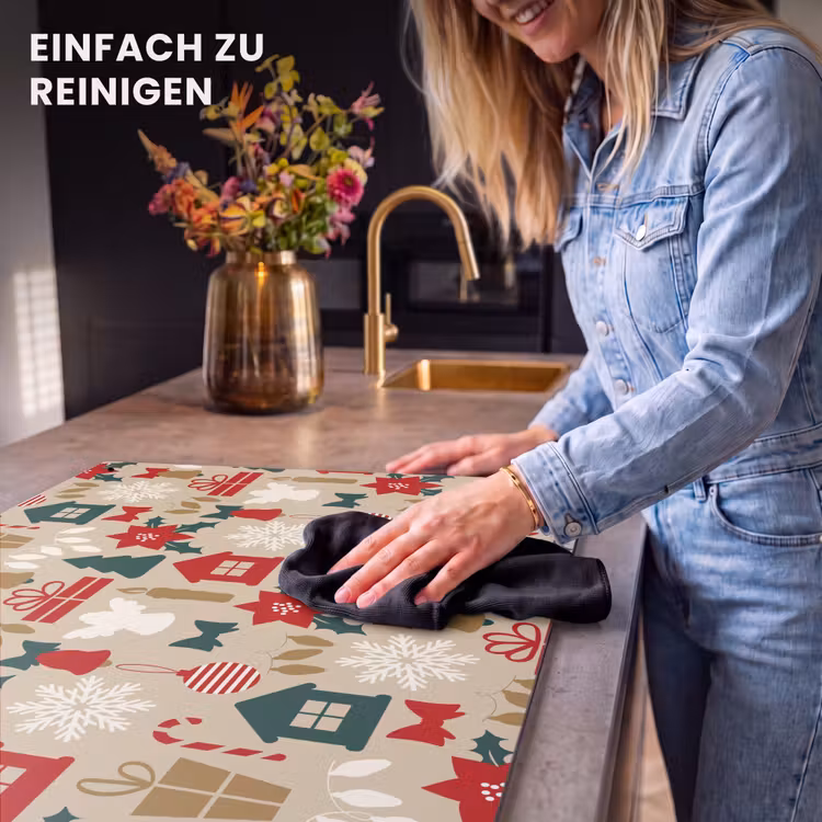 2-in-1 Herdabdeckplatte & Spritzschutz - Illustration - Weihnachten - Beige - Illustratie - Kerst - Beige Inductie beschemer met haakjes klein 777