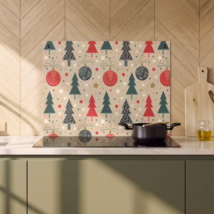 2-in-1 Herdabdeckplatte & Spritzschutz - Illustration - Weihnachten - Sterne — 3