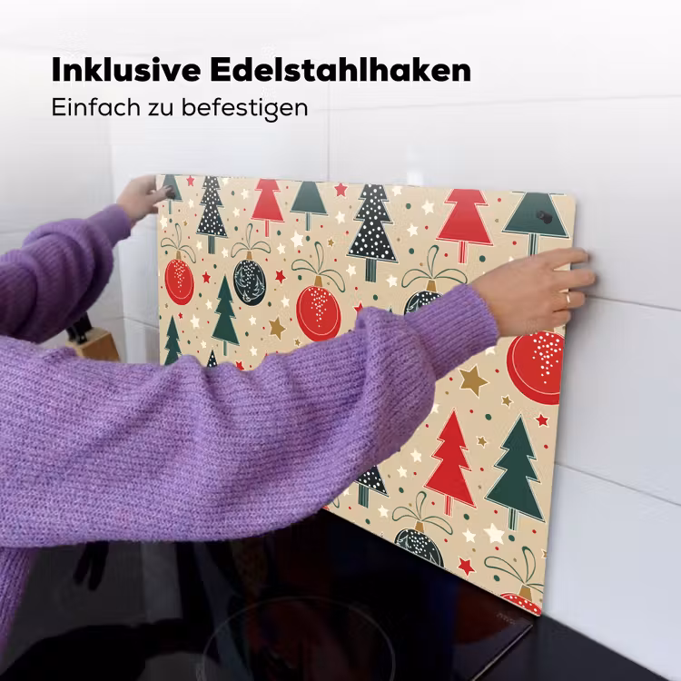 2-in-1 Herdabdeckplatte & Spritzschutz - Illustration - Weihnachten - Sterne — 7