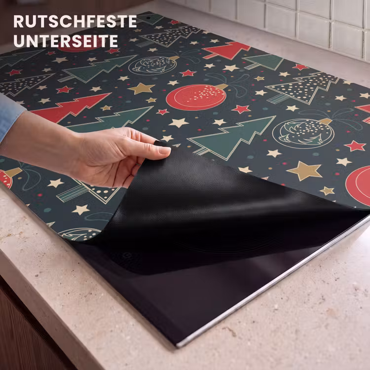 2-in-1 Herdabdeckplatte & Spritzschutz - Illustration - Weihnachten - Sterne - Grün - Illustratie - Kerst - Sterren - Groen Inductie beschemer met haakjes klein 777