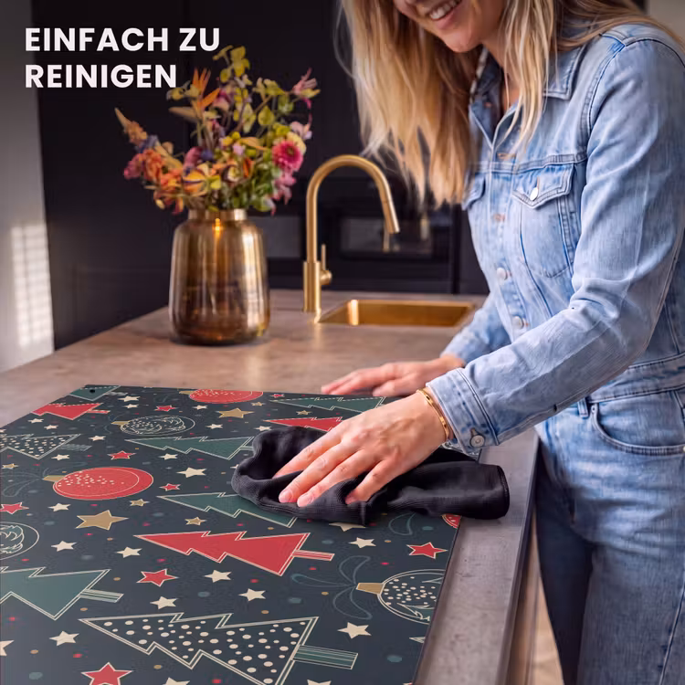 2-in-1 Herdabdeckplatte & Spritzschutz - Illustration - Weihnachten - Sterne - Grün - Illustratie - Kerst - Sterren - Groen Inductie beschemer met haakjes klein 777