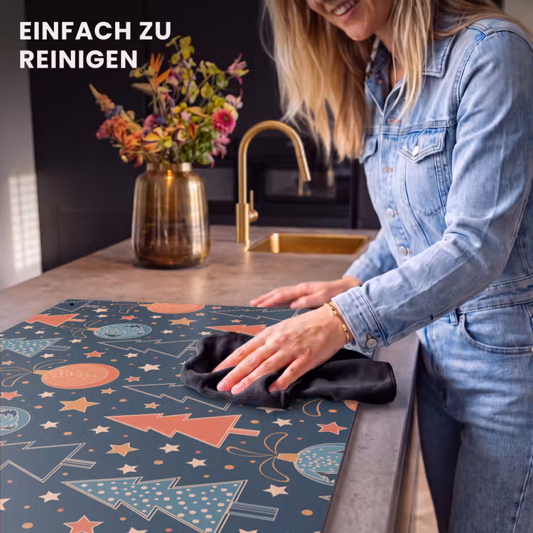 2-in-1 Herdabdeckplatte & Spritzschutz - Illustration - Weihnachten - Symbole - Blau - Illustratie - Kerst - Symbolen - Blauw Inductie beschemer met haakjes klein 777