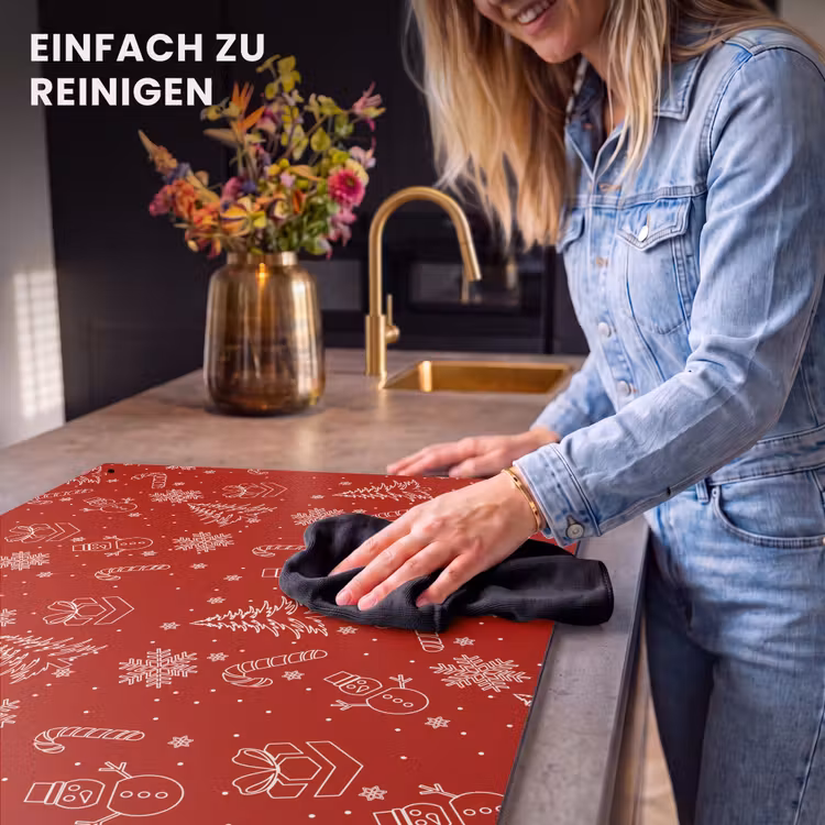 2-in-1 Herdabdeckplatte & Spritzschutz - Illustration - Weihnachtssymbole - Rot - Illustratie - Kerstsymbolen - Rood Inductie beschemer met haakjes klein 777