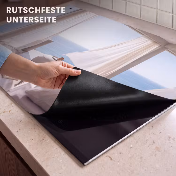 Interieur - Zeezicht - Modern - Rust - Beige Inductie beschemer met haakjes klein -ky-onderkant-de