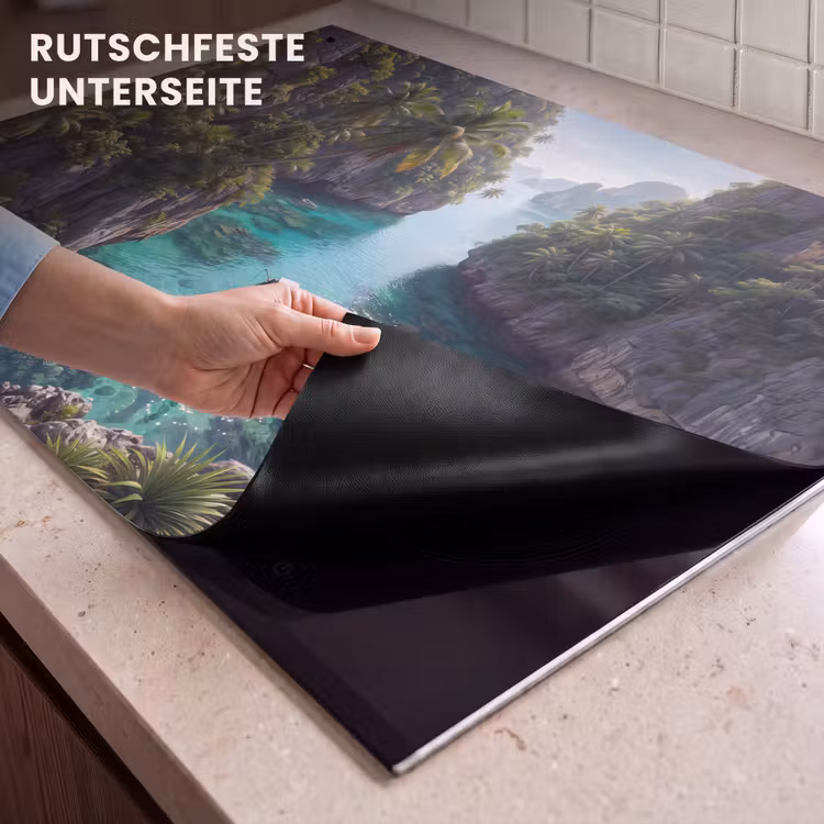 Eiland - Tropisch - Water - Palmbomen - Natuur Inductie beschemer met haakjes klein -ky-onderkant-de