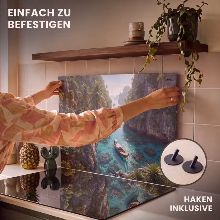 Eiland - Tropisch - Water - Palmbomen - Natuur Inductie beschemer met haakjes klein -ky-ophangen-de