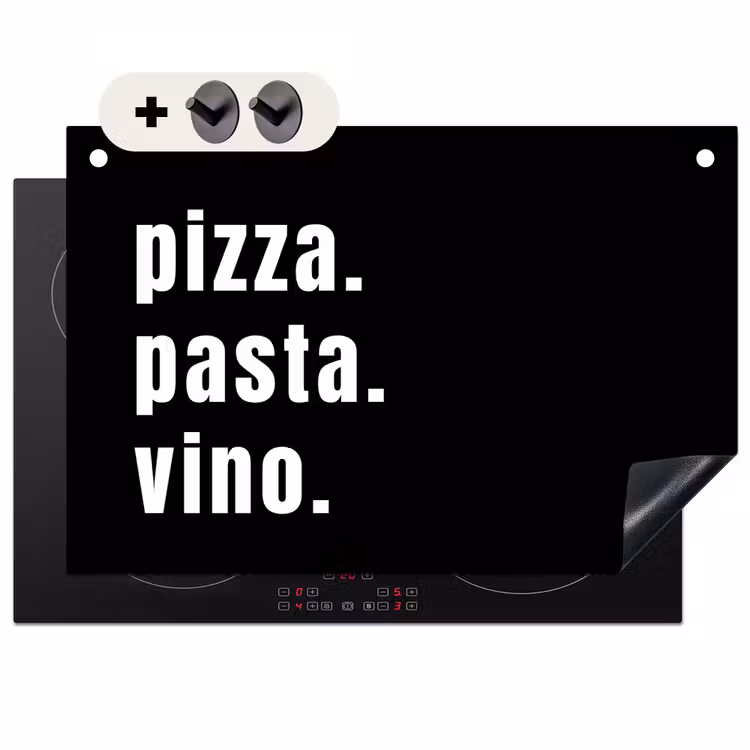 2-in-1 Herdabdeckplatte & Spritzschutz - Italienische Essentials - Italiaanse Essenties Inductie beschemer met haakjes klein