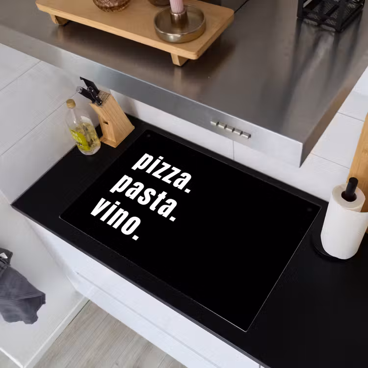2-in-1 Herdabdeckplatte & Spritzschutz - Italienische Essentials - Italiaanse Essenties Inductie beschemer met haakjes klein