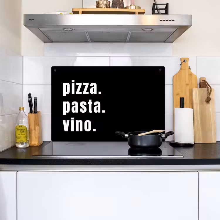 2-in-1 Herdabdeckplatte & Spritzschutz - Italienische Essentials - Italiaanse Essenties Inductie beschemer met haakjes klein