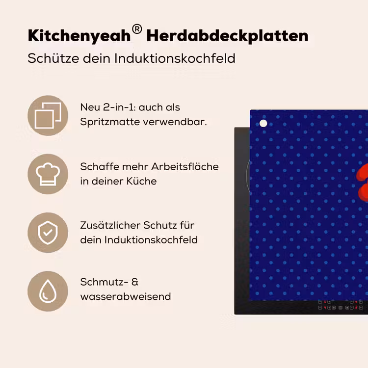 Yes fun - Rood - Blauw - Stippen Inductie beschemer met haakjes klein -ky-usp-de