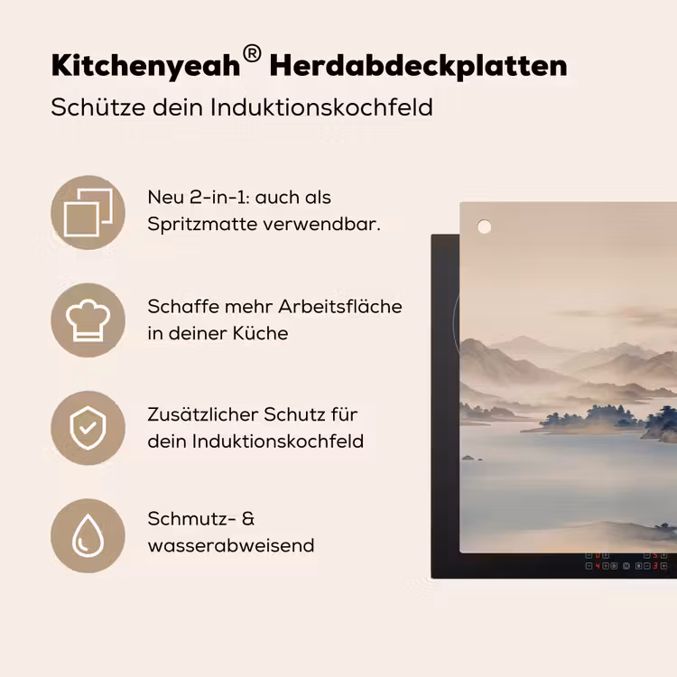 Japans - Landschap - Beige Inductie beschemer met haakjes klein -ky-usp-de