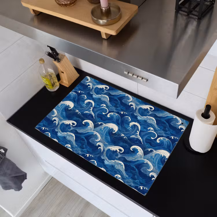Japans - Oceaan - Golven - Blauw Inductie beschemer met haakjes klein 777 -sfeer1